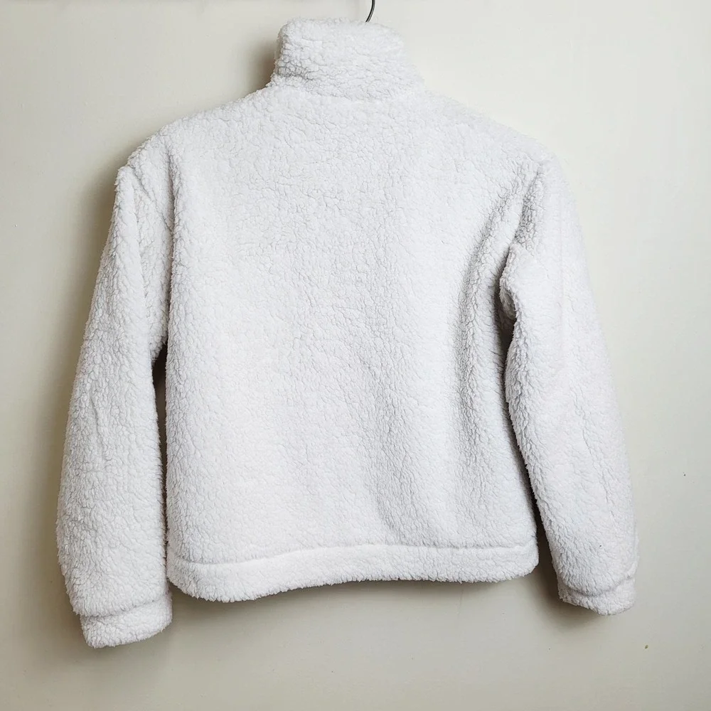 Epic Threads Girls L‎ 14-16 Sherpa Fleece Jacket White Pink Snap Front Pockets